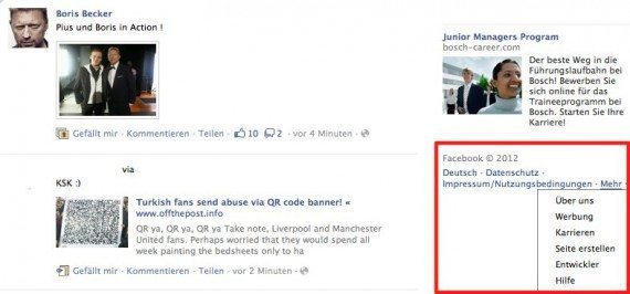 Facebook-Interne-Links-Startseite