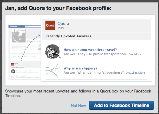 Facebook Chronik Anbindung von Quora
