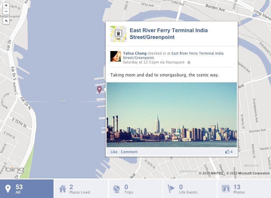 Facebook Chronik Karte - Foursquare