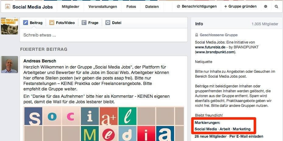 Facebook Gruppen Markierungen. - Futurebiz.de