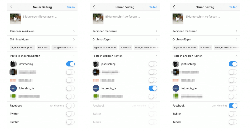 Instagram-Repost-Beitrag-mehrere-accounts-teilen