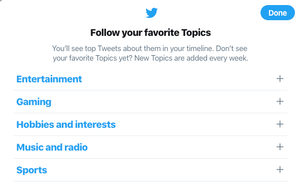 Twitter-Topics-Auswahl