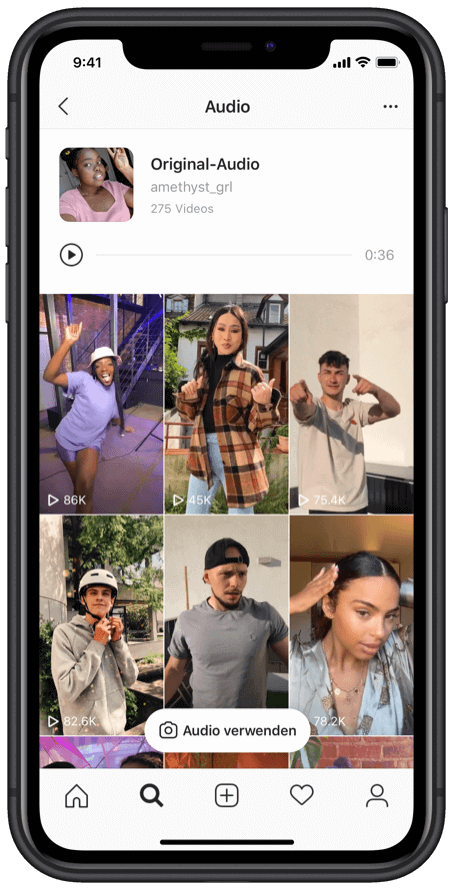 Instagram Reels Audio einfügen