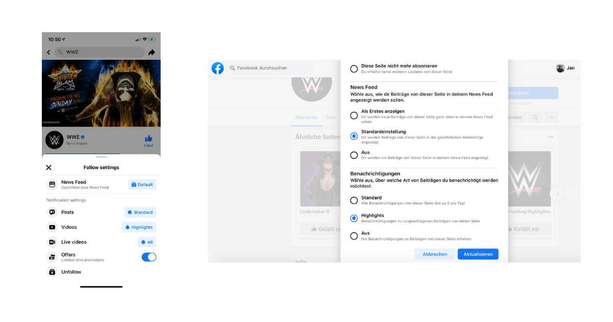 Facebook-Seitenbenachrichtigungen-Abo-Einstellungen