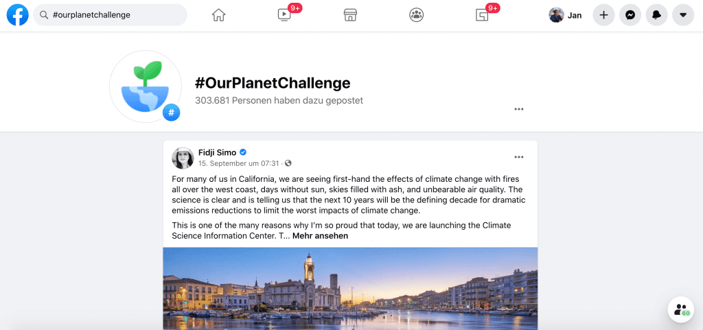Facebook Hashtags für Challenges