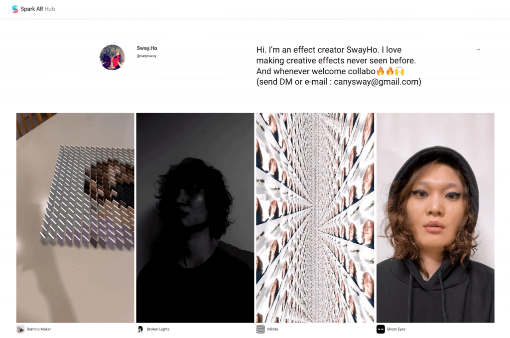 Spark AR Gallerie - Creator Portfolie
