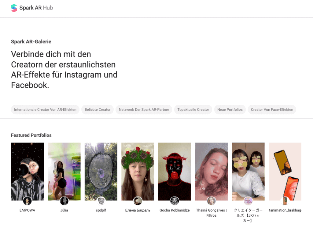 Spark AR Gallerie Instagram