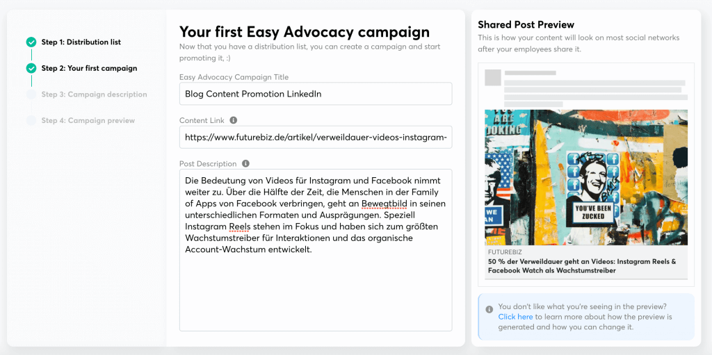 Employee-Advocacy-Tool-Kampagne